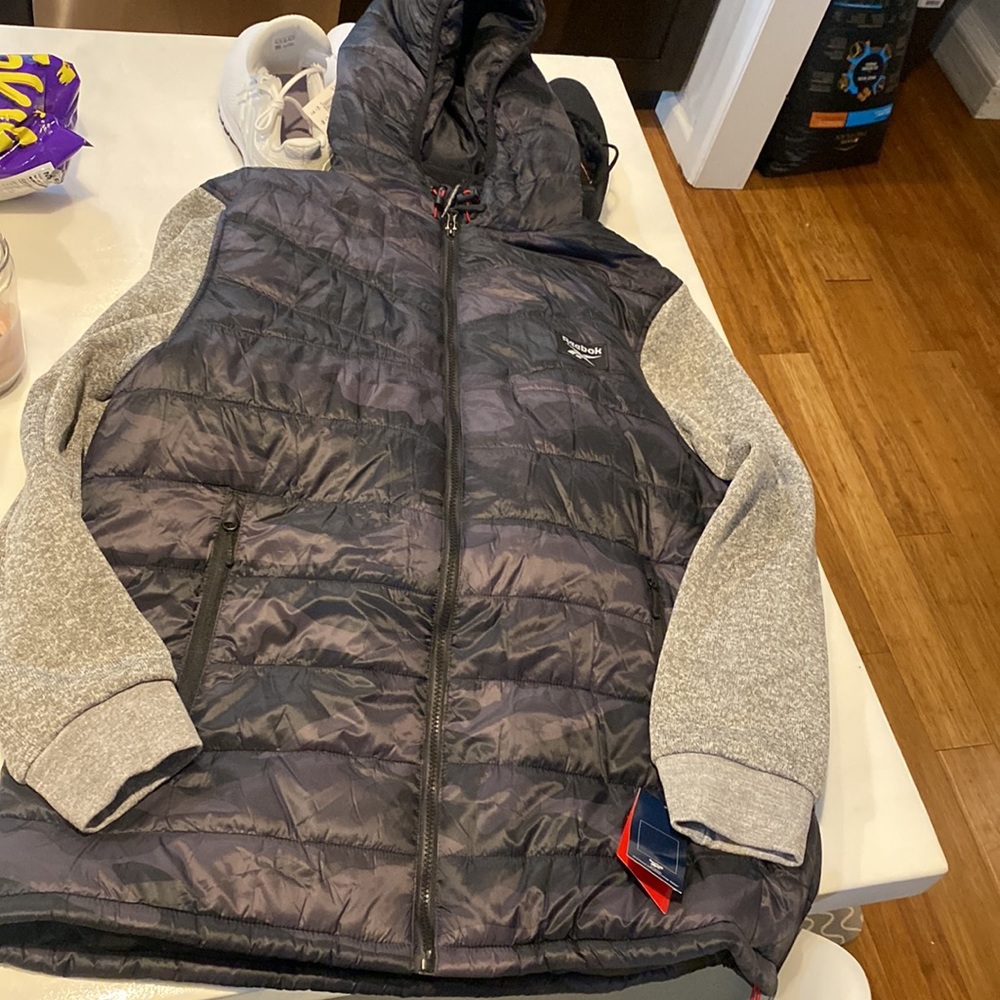 Reebok Heather Camo Hooded Puffer Jacket